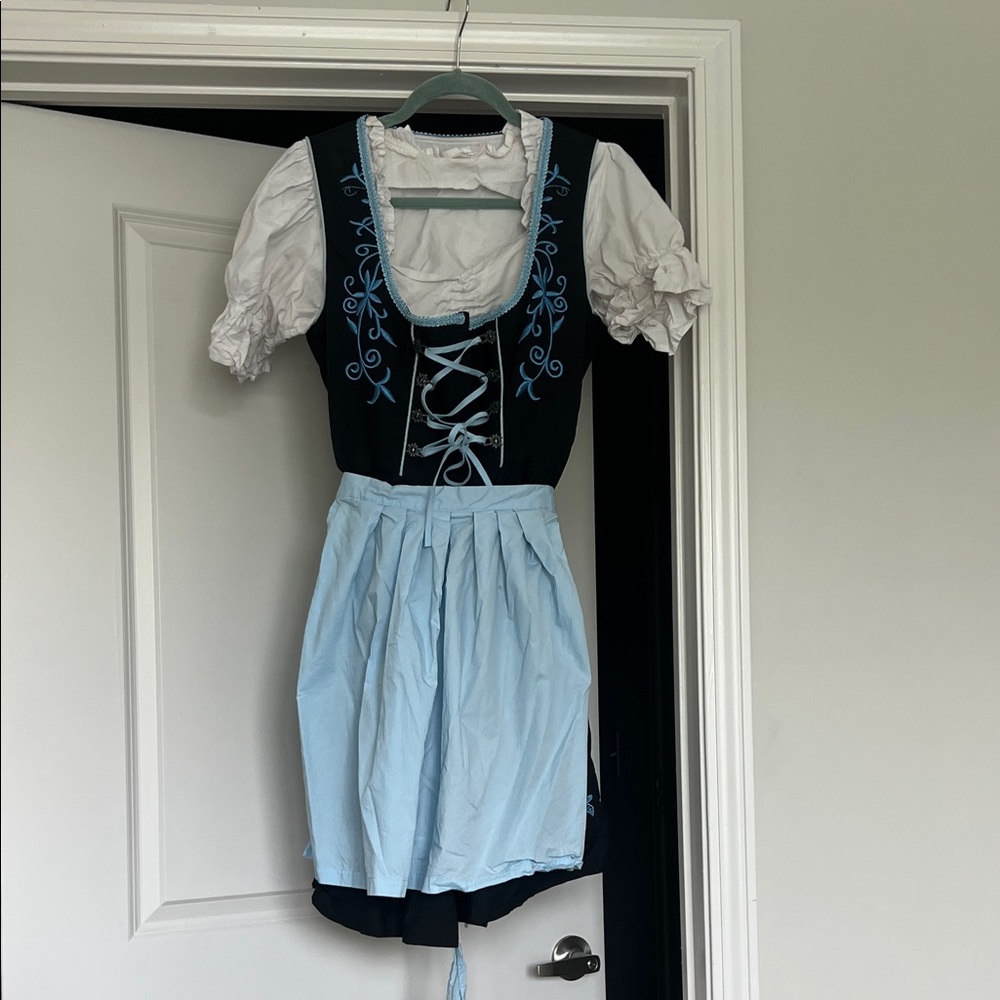 Traditional Blue and White Dirndl Dress